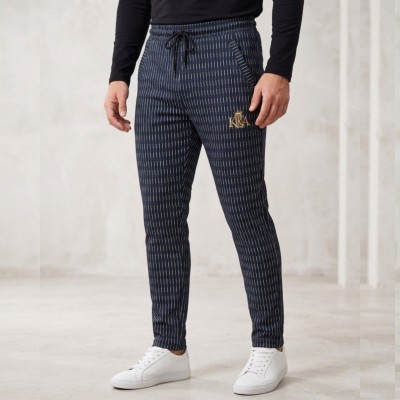 Mens White & Blue Stripe Trouser